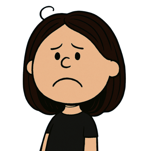こまっているムスメの顔